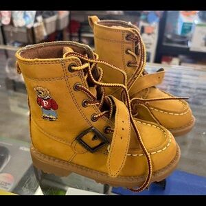 NWOT Polo by Ralph Lauren Kids Tan Boots with Embroidered Bear